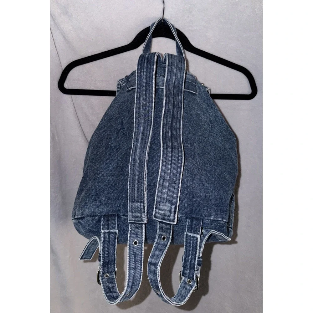 NWT Joe Boxer Denim Backpack Featuring An Embellished Flap W/‎ Beads Accents Y2K